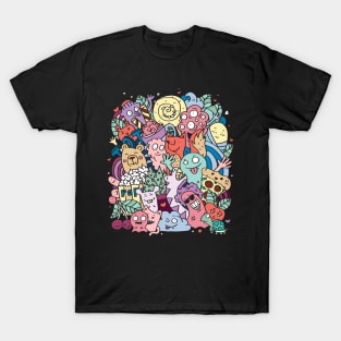 Funny doodle creatures in colour T-Shirt